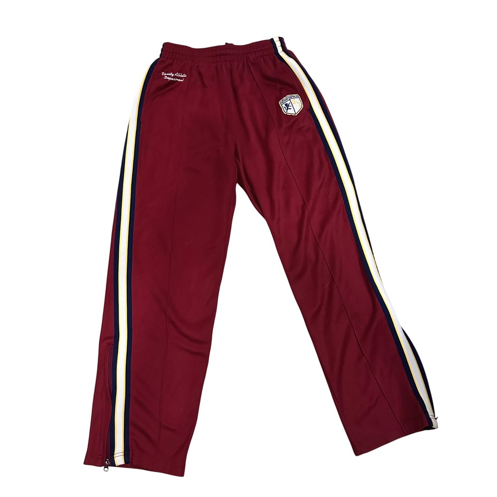 Aeropostale Mens Track Pants Maroon Burgundy Varsity Athletic Side Stripe Medium